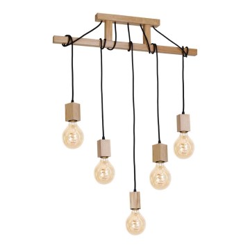 Hanglamp met vaste pendel JACK 5xE27/40W/230V natuurlijk hout