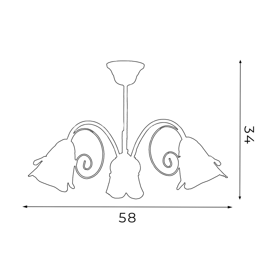 Hanglamp met vaste pendel KOKARDA 3xE14/60W/230V
