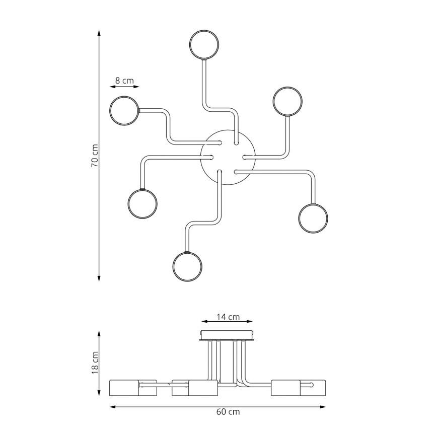 Hanglamp met vaste pendel KURAGE 6xGX53/12W/230V zwart