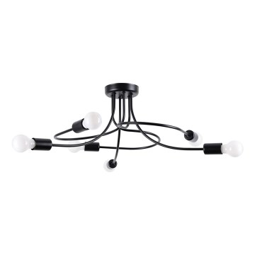 Hanglamp met vaste pendel LEVAR 6xE27/15W/230V zwart