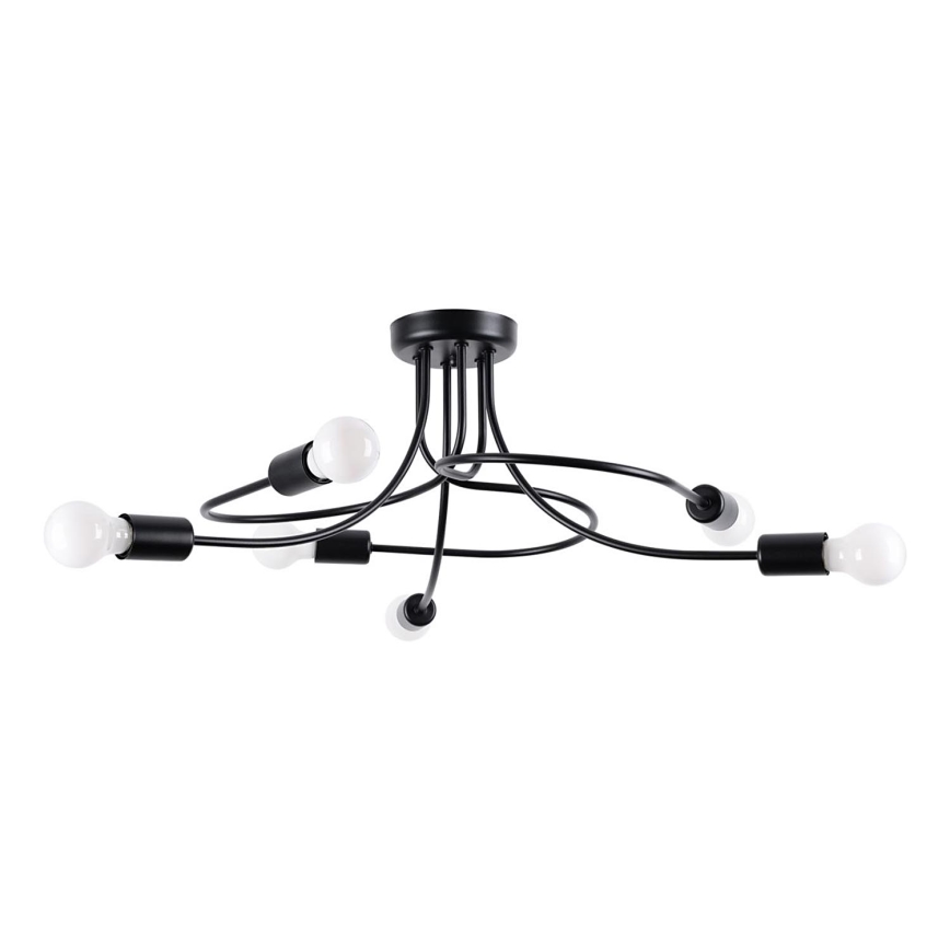 Hanglamp met vaste pendel LEVAR 6xE27/15W/230V zwart