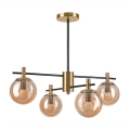Hanglamp met vaste pendel LILOU 4xE14/5W/230V goud/zwart/gerookt beige
