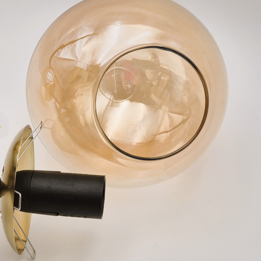Hanglamp met vaste pendel LILOU 4xE14/5W/230V goud/zwart/gerookt beige