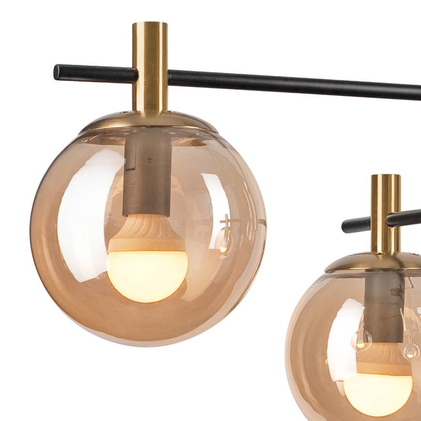 Hanglamp met vaste pendel LILOU 4xE14/5W/230V goud/zwart/gerookt beige