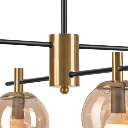 Hanglamp met vaste pendel LILOU 4xE14/5W/230V goud/zwart/gerookt beige