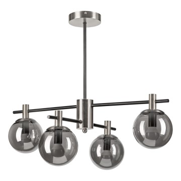 Hanglamp met vaste pendel LILOU 4xE14/5W/230V mat chroom/gerookt