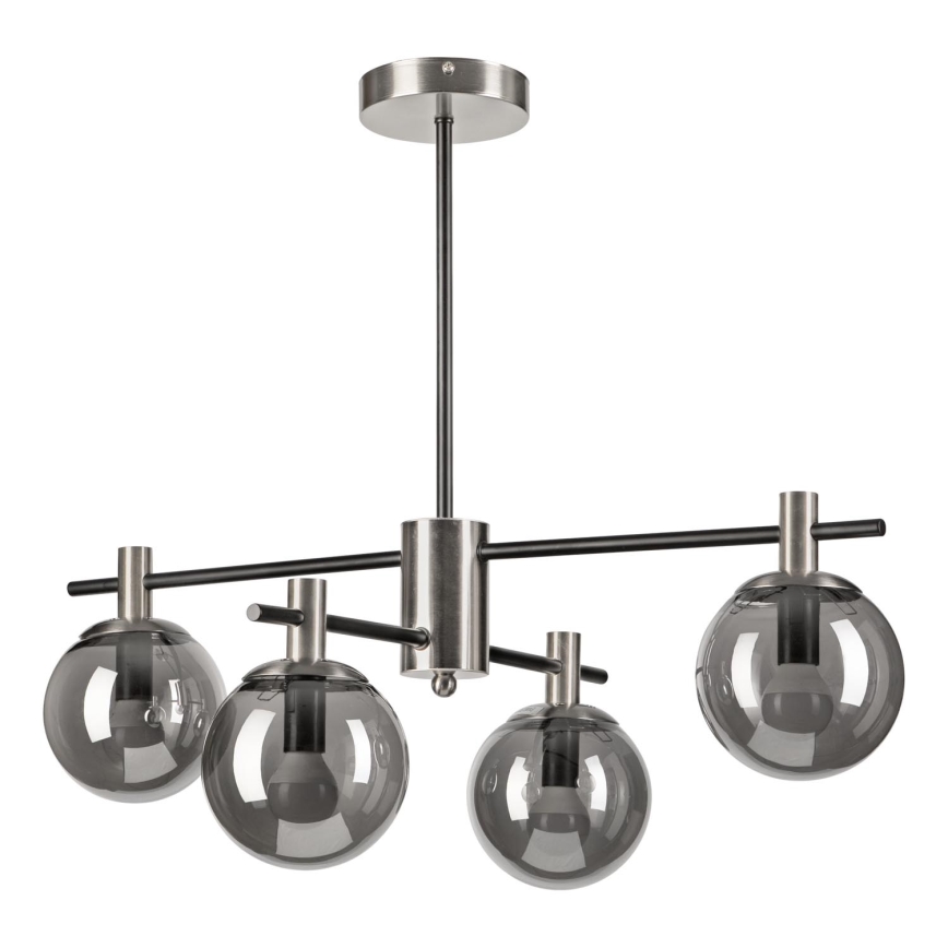 Hanglamp met vaste pendel LILOU 4xE14/5W/230V mat chroom/gerookt