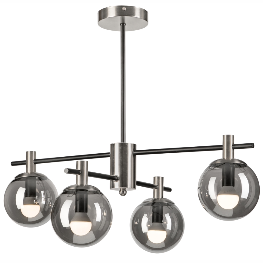 Hanglamp met vaste pendel LILOU 4xE14/5W/230V mat chroom/gerookt