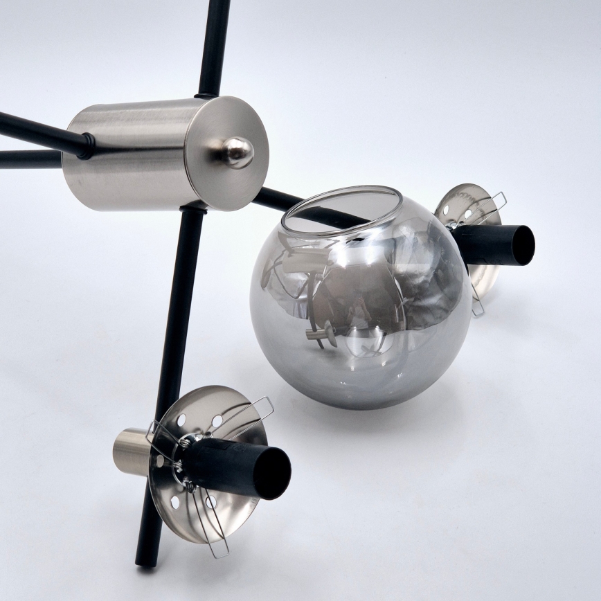 Hanglamp met vaste pendel LILOU 4xE14/5W/230V mat chroom/gerookt
