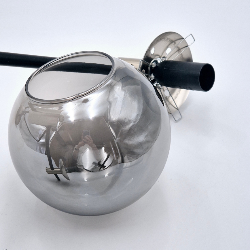 Hanglamp met vaste pendel LILOU 4xE14/5W/230V mat chroom/gerookt