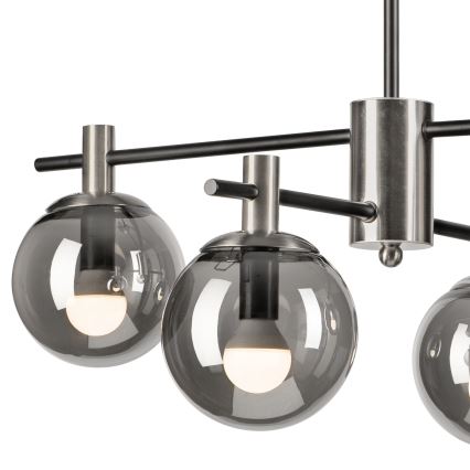 Hanglamp met vaste pendel LILOU 4xE14/5W/230V mat chroom/gerookt