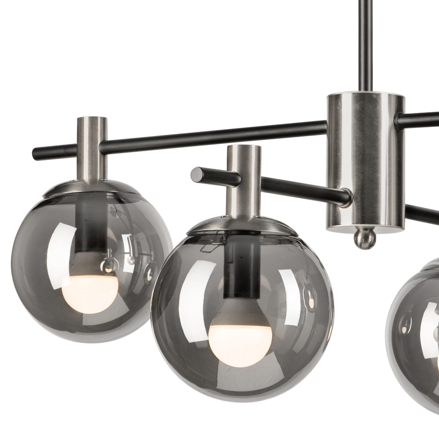Hanglamp met vaste pendel LILOU 4xE14/5W/230V mat chroom/gerookt