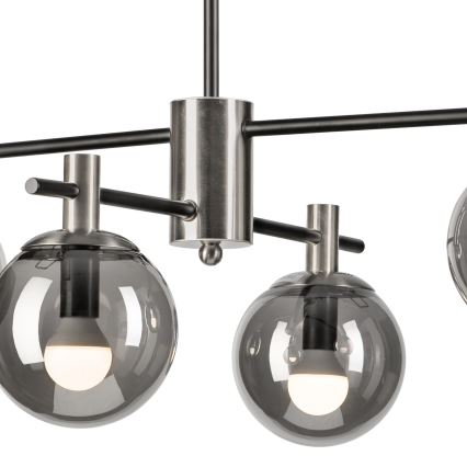 Hanglamp met vaste pendel LILOU 4xE14/5W/230V mat chroom/gerookt