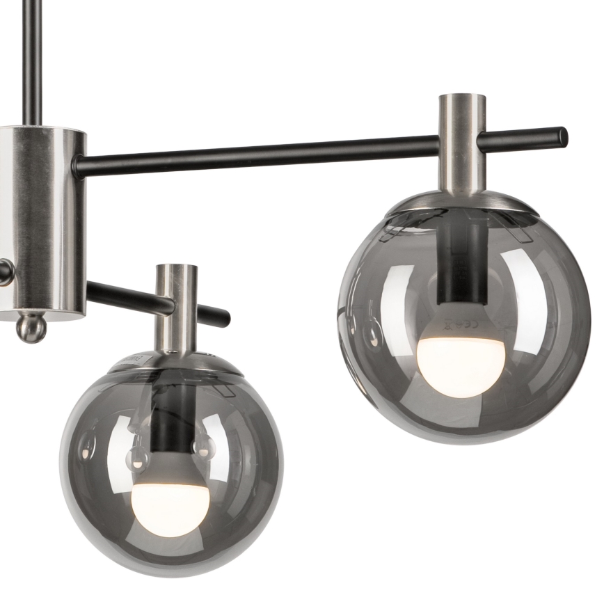 Hanglamp met vaste pendel LILOU 4xE14/5W/230V mat chroom/gerookt