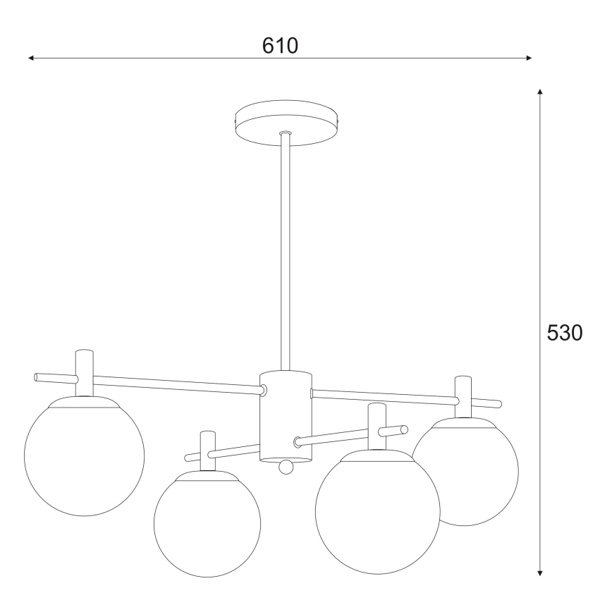 Hanglamp met vaste pendel LILOU 4xE14/5W/230V mat chroom/gerookt