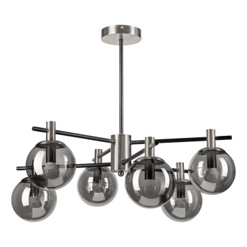 Hanglamp met vaste pendel LILOU 6xE14/5W/230V mat chroom/gerookt