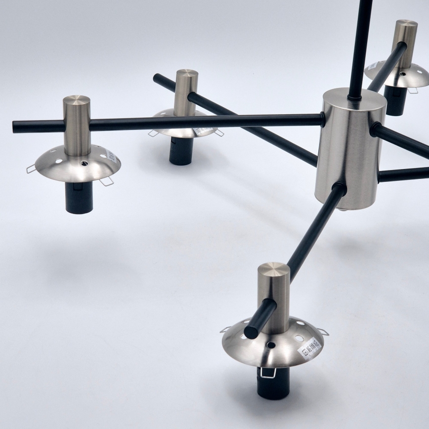 Hanglamp met vaste pendel LILOU 6xE14/5W/230V mat chroom/gerookt