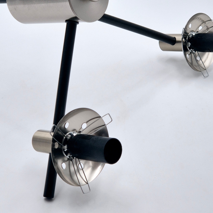 Hanglamp met vaste pendel LILOU 6xE14/5W/230V mat chroom/gerookt