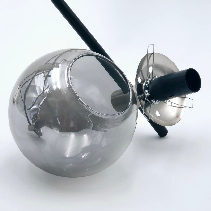 Hanglamp met vaste pendel LILOU 6xE14/5W/230V mat chroom/gerookt
