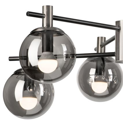 Hanglamp met vaste pendel LILOU 6xE14/5W/230V mat chroom/gerookt