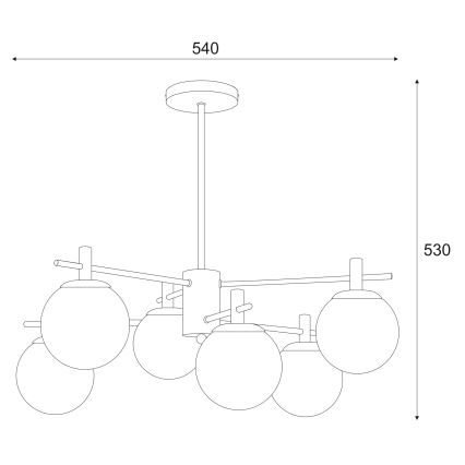Hanglamp met vaste pendel LILOU 6xE14/5W/230V mat chroom/gerookt