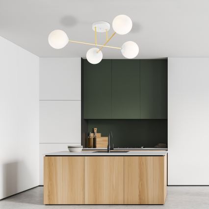 Hanglamp met vaste pendel MAGNUM 4xE14/10W/230V wit/goud