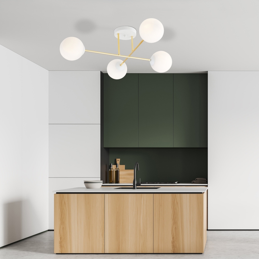 Hanglamp met vaste pendel MAGNUM 4xE14/10W/230V wit/goud