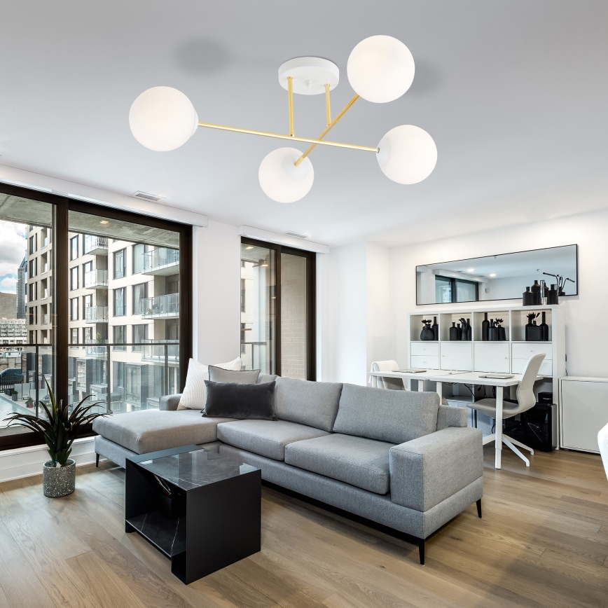 Hanglamp met vaste pendel MAGNUM 4xE14/10W/230V wit/goud