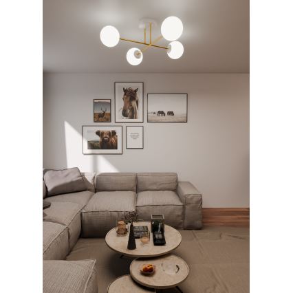 Hanglamp met vaste pendel MAGNUM 4xE14/10W/230V wit/goud