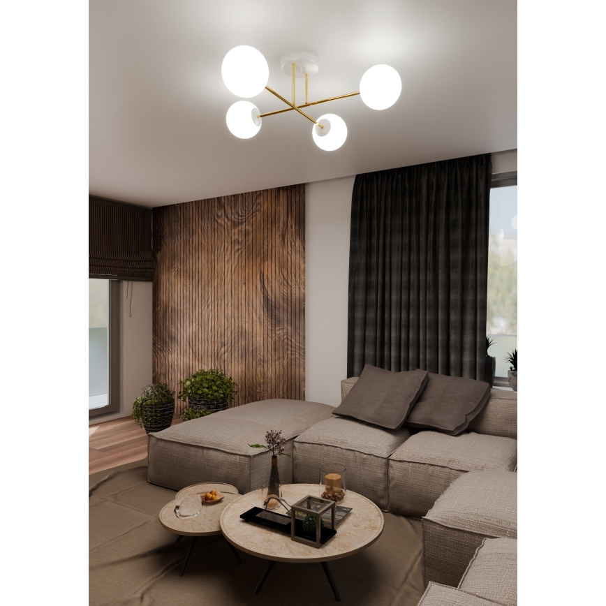 Hanglamp met vaste pendel MAGNUM 4xE14/10W/230V wit/goud