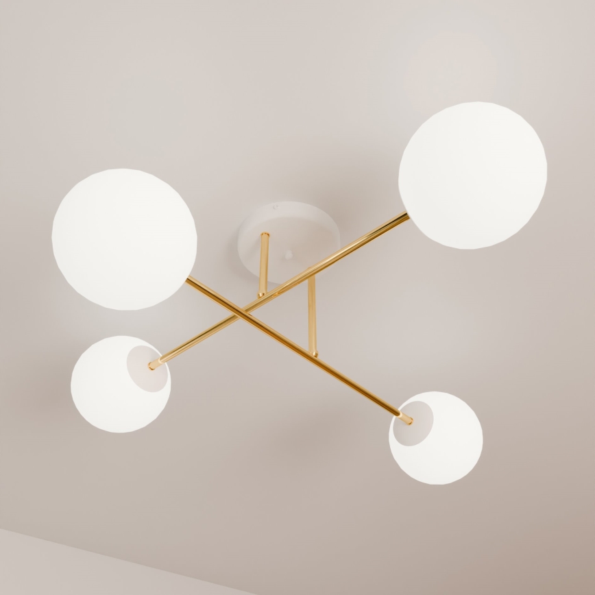 Hanglamp met vaste pendel MAGNUM 4xE14/10W/230V wit/goud