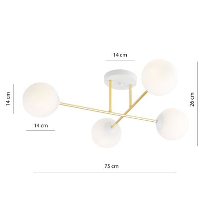 Hanglamp met vaste pendel MAGNUM 4xE14/10W/230V wit/goud