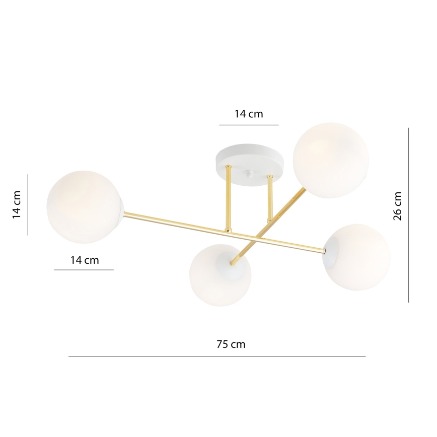 Hanglamp met vaste pendel MAGNUM 4xE14/10W/230V wit/goud