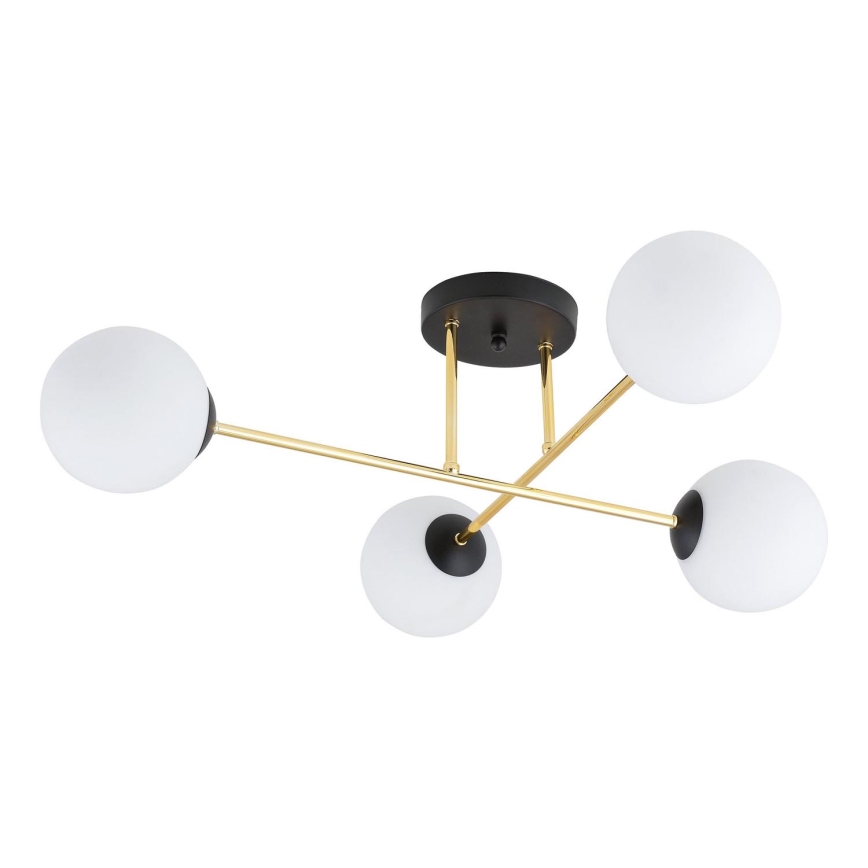 Hanglamp met vaste pendel MAGNUM 4xE14/10W/230V wit/goud/zwart