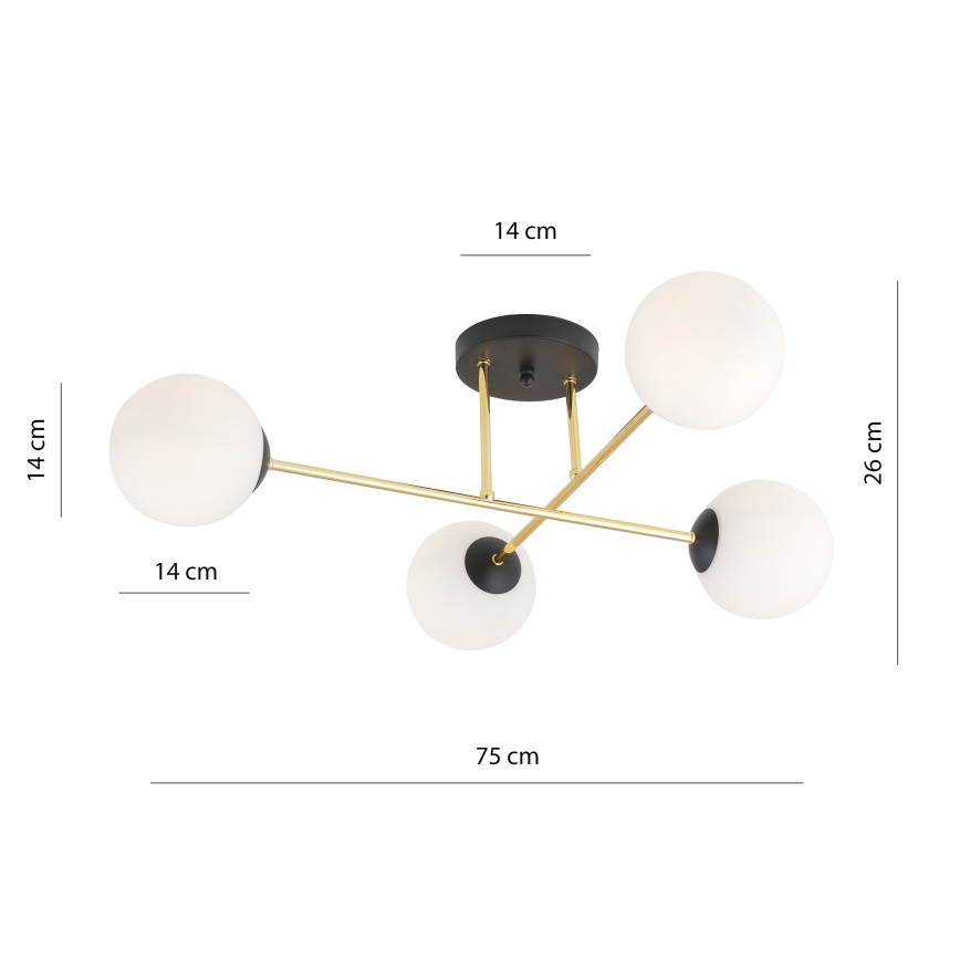 Hanglamp met vaste pendel MAGNUM 4xE14/10W/230V wit/goud/zwart