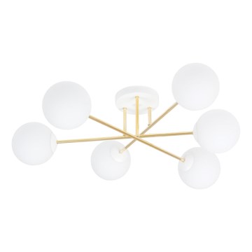 Hanglamp met vaste pendel MAGNUM 6xE14/10W/230V wit/goud