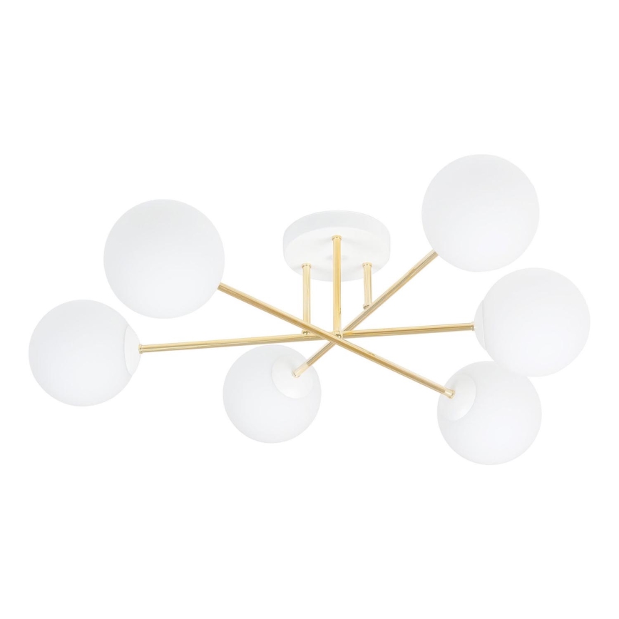 Hanglamp met vaste pendel MAGNUM 6xE14/10W/230V wit/goud