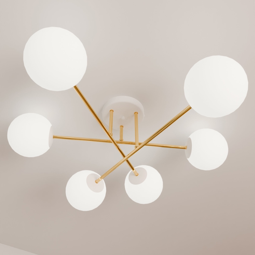 Hanglamp met vaste pendel MAGNUM 6xE14/10W/230V wit/goud