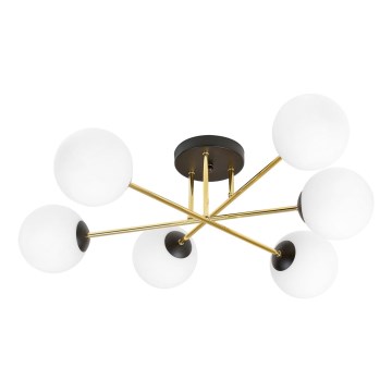Hanglamp met vaste pendel MAGNUM 6xE14/10W/230V wit/goud/zwart