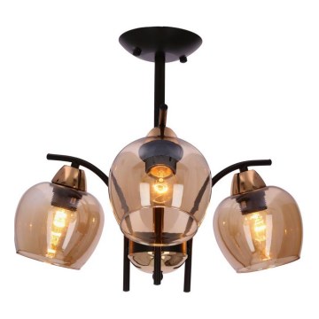 Hanglamp met vaste pendel MERRA 3xE27/40W/230V zwart/beige