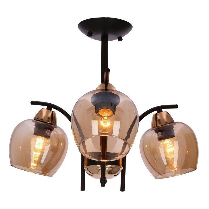 Hanglamp met vaste pendel MERRA 3xE27/40W/230V zwart/beige