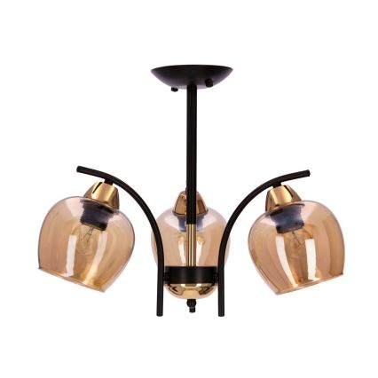 Hanglamp met vaste pendel MERRA 3xE27/40W/230V zwart/beige