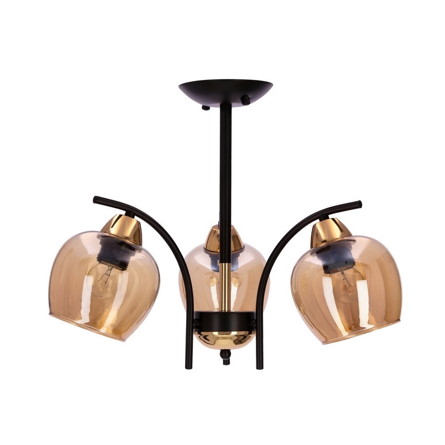 Hanglamp met vaste pendel MERRA 3xE27/40W/230V zwart/beige