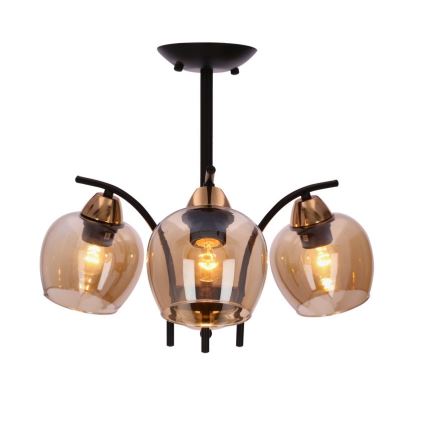 Hanglamp met vaste pendel MERRA 3xE27/40W/230V zwart/beige