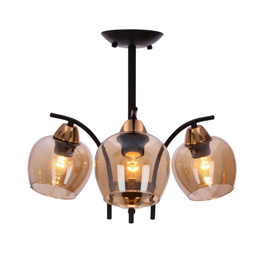 Hanglamp met vaste pendel MERRA 3xE27/40W/230V zwart/beige