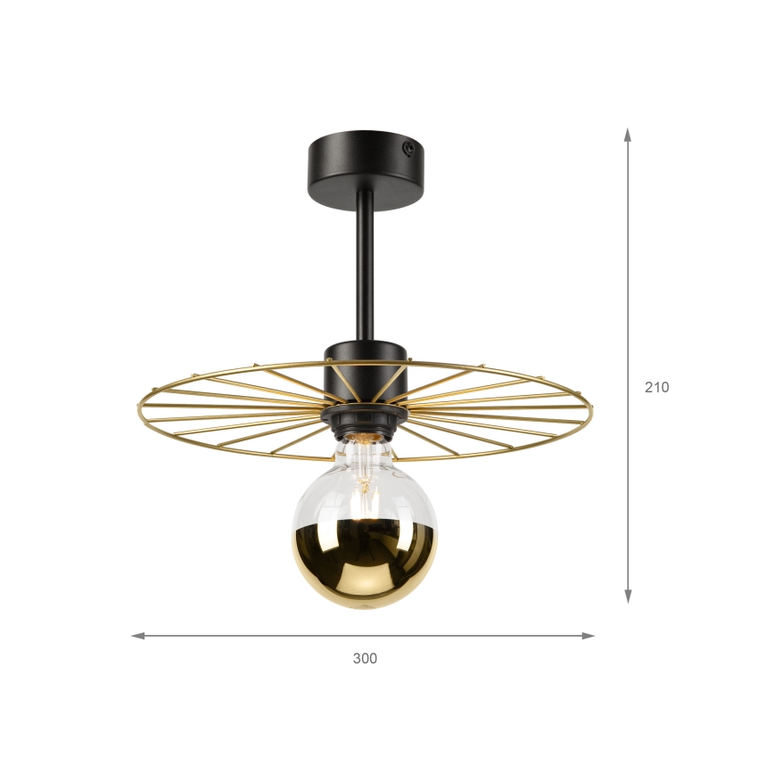 Hanglamp met vaste pendel MONTANA 1xE27/15W/230V diameter 30 cm goud/zwart