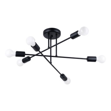 Hanglamp met vaste pendel NORAH 6xE27/15W/230V zwart