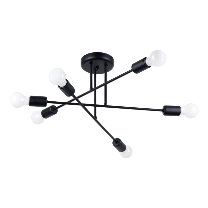 Hanglamp met vaste pendel NORAH 6xE27/15W/230V zwart