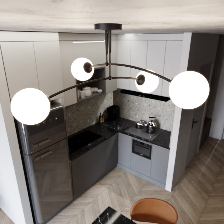 Hanglamp met vaste pendel PREGOS 4xE14/10W/230V zwart