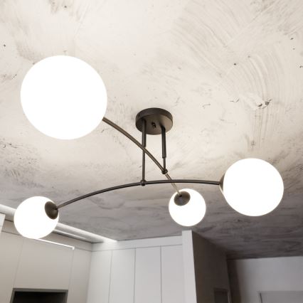 Hanglamp met vaste pendel PREGOS 4xE14/10W/230V zwart